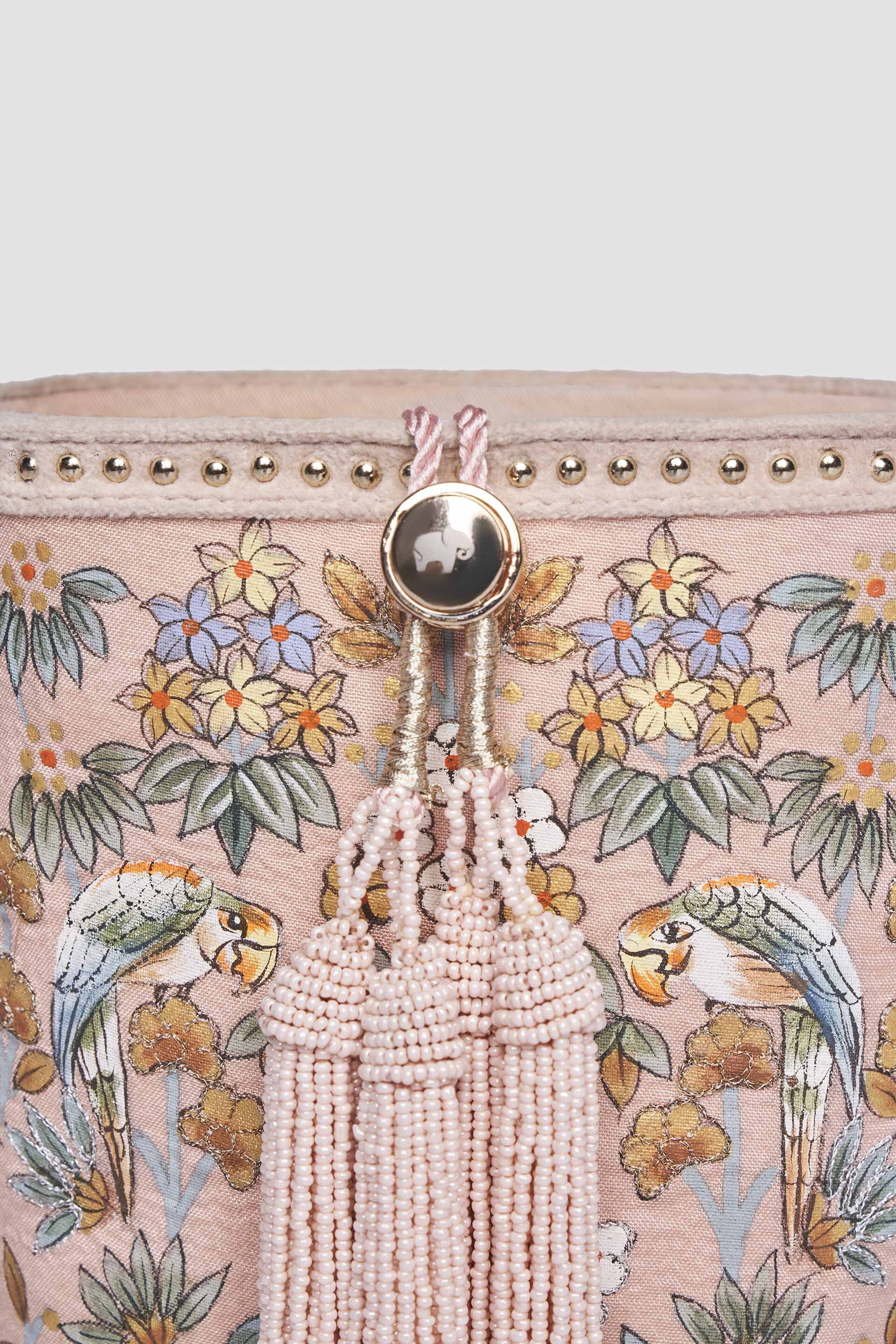 Pichhwai Bucket Bag - Flamingo Pink, Blush, image 11